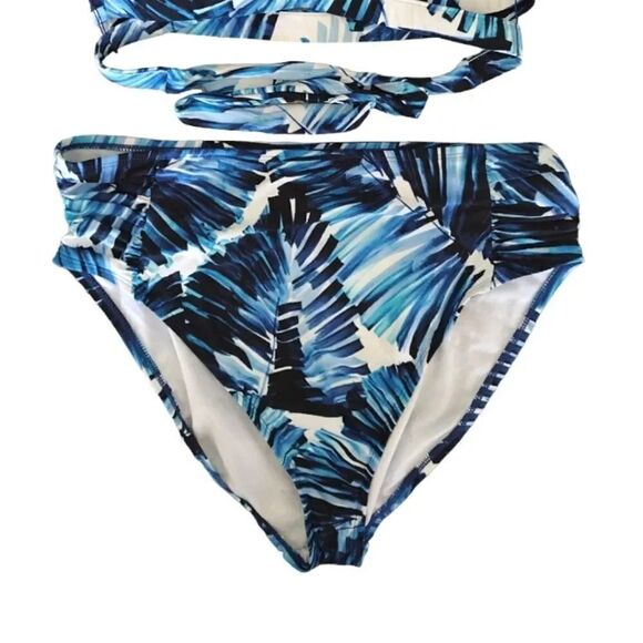 Mynah Blue Tropic Goddess Side Shirred High Rise Bikini Bottoms XL NWOT - Picture 4 of 13